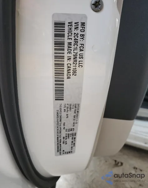 2022 Chrysler Pacifica Hybrid Touring L z USA, uszkodzony, nr VIN 2C4RC1L79NR211062